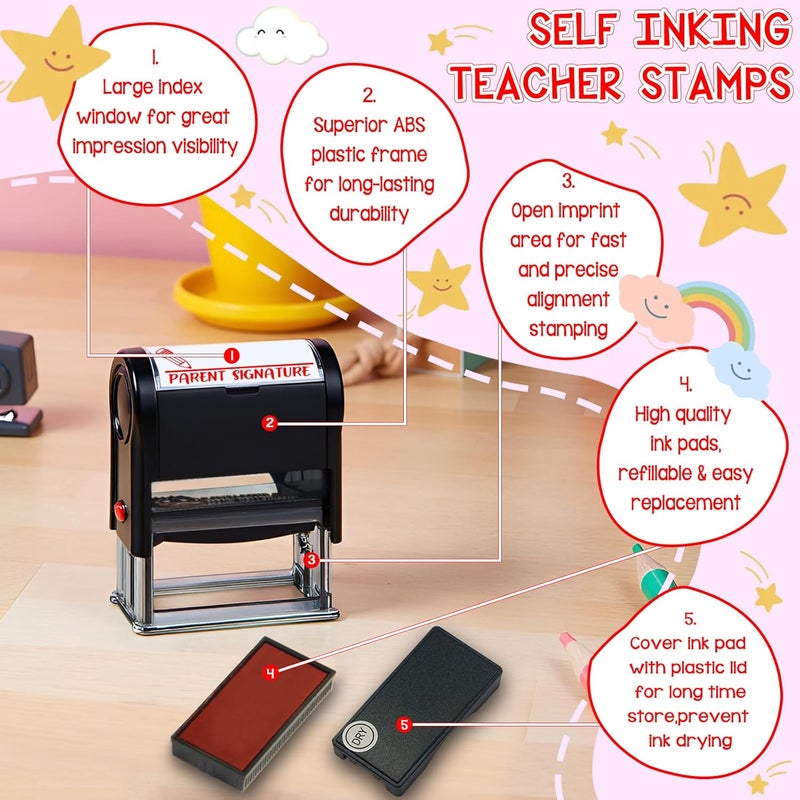 Bertiveny Parent Signature Stamps for Teacher School Grading Self Inking Signature Stamps for Parent Signing Name Teachers Must Haves Teacher Stamps for Classroom Supllies (Parents Signature-Purple) - Image 3